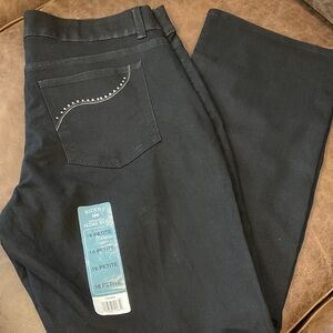 Riders by Lee 16 Petite Glitz Straight Leg Jeans in Black